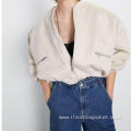 Customization Women Vintage Loose Short Bomber Jacket